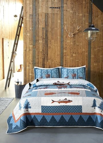 Soul Lane True North Fish Quilt Set - Twin