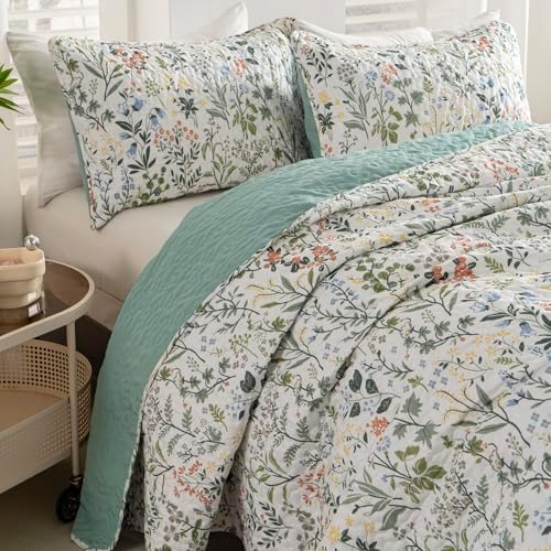 TISPLR Floral Quilt Set 3 Pieces Queen Size