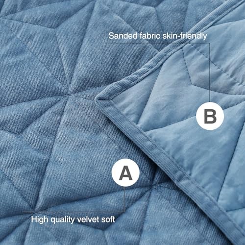 Twin Luxury Velvet Quilt Set - Navy Blue 68x86