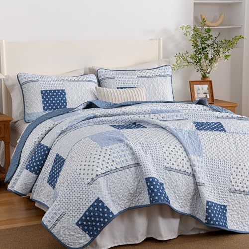 WONGS BEDDING 3 Piece Queen Quilt Set with Patchwork Plaid Design