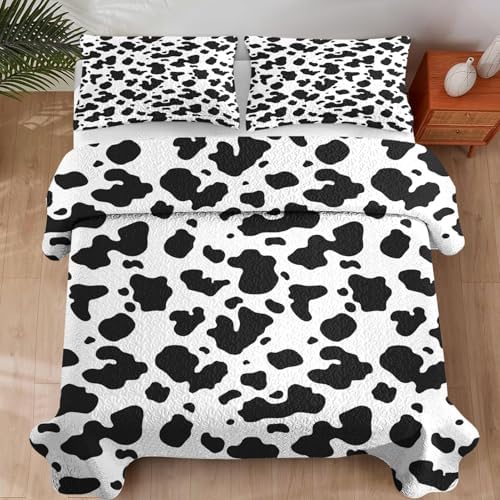 Pamnest Quilt Set Full Queen 3 Pcs Cow Print Bedding