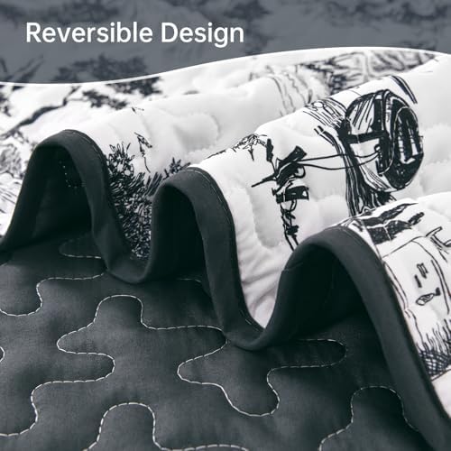 Drucon Black Farmhouse Quilt Set for King Size