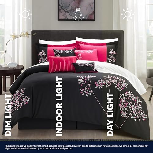 Chic Home 8 Piece Pink Floral Comforter Set Queen 1