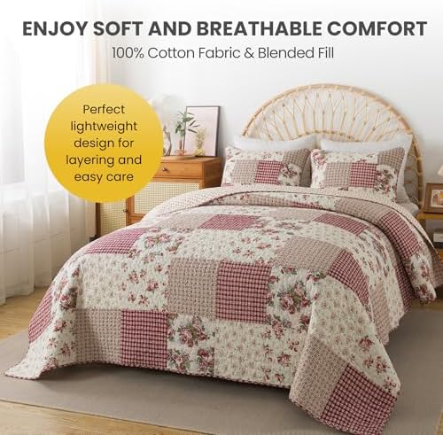 SLPR Country Roses Patchwork Quilt Set - Twin Size 1