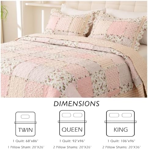 Cmfshape Reversible Floral Quilt Set Twin Size 1