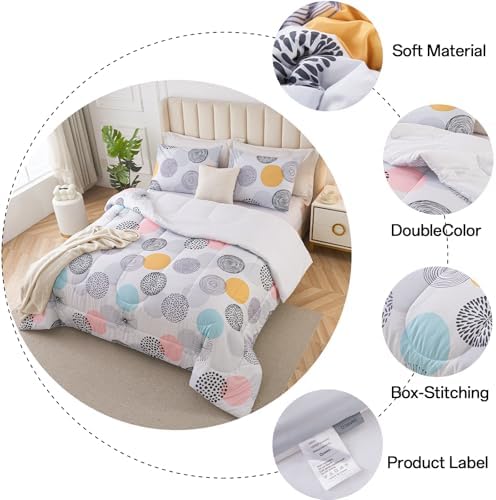 3 Piece Twin Comforter Set with Pillow Cases - Dream Circle