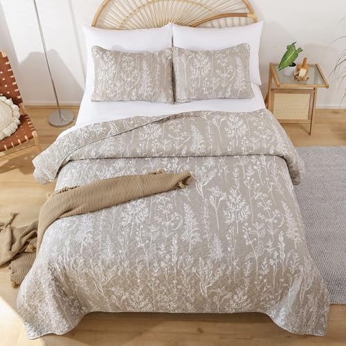 JANZAA Twin Quilt Set 2 Pieces Floral Pattern Reversible Microfiber Bedding