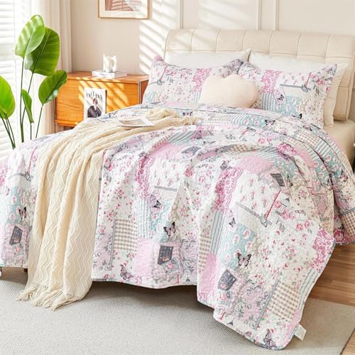 Cmfshape Romantic Patchwork Quilt Set Queen Size