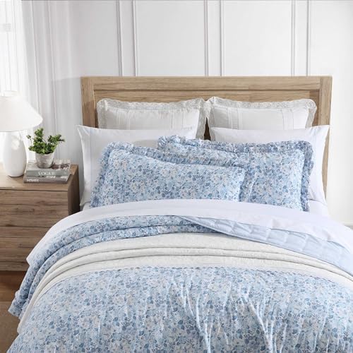 Laura Ashley Twin Quilt Set with Ruffle Embellishment