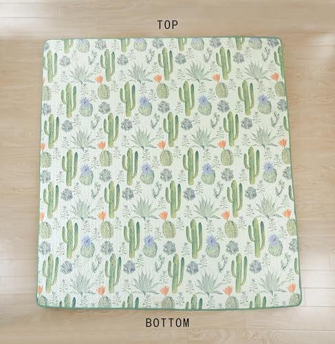 Chezmoi Gregory 2-Piece Quilt Set - Green Blue Cactus Print
