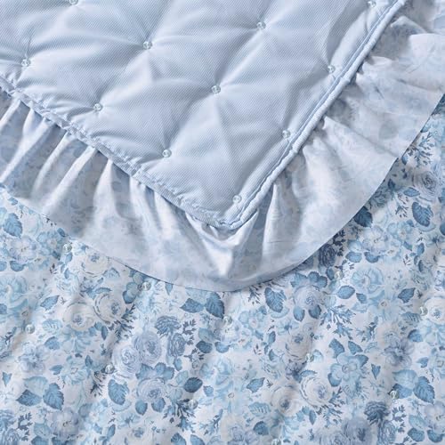 Laura Ashley Twin Quilt Set with Ruffle Embellishment