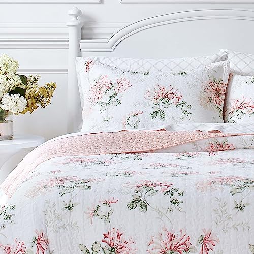 Laura Ashley Twin Quilt Set - Honeysuckle Pink