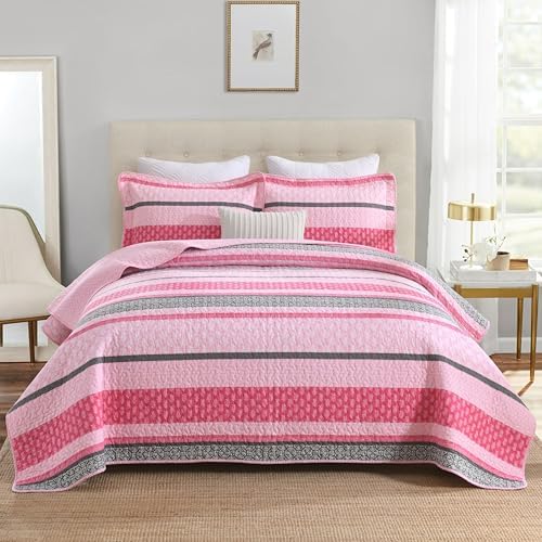Homzard Queen Size Quilt Set - 3 Pieces Cotton Comforter
