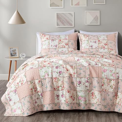 Chezmoi Abbi 2-Piece Pink Shabby Chic Quilt Set Twin Size