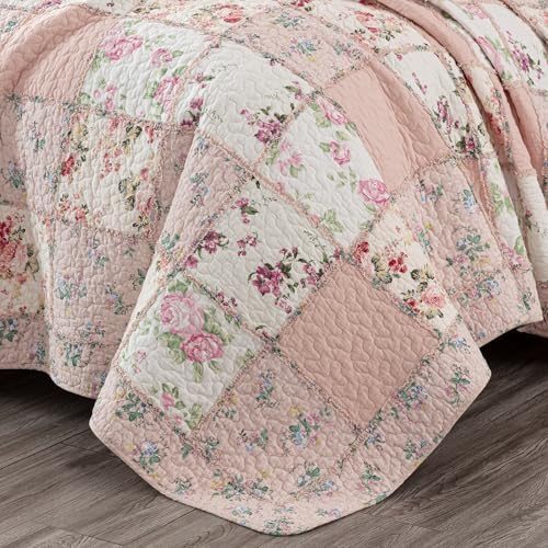 Chezmoi Abbi 2-Piece Pink Shabby Chic Quilt Set Twin Size