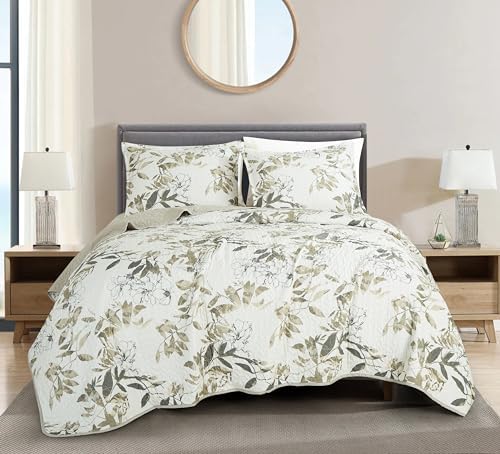Chezmoi Collection Julia 3-Piece Floral Quilt Set Queen