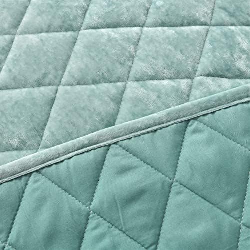 Fredsure Distressed Velvet Quilt Set Twin Sage Green