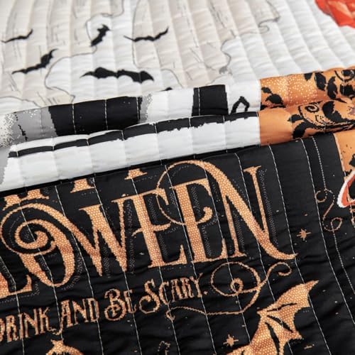 Cmfshape Halloween Quilt Set Queen Size Black Reversible