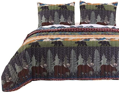 Greenland Home Black Bear Lodge Quilt Set 3-Piece FullQueen