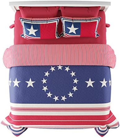 Bedford Home Quilt Set Patriotic Flag Print 2-Piece All-Season