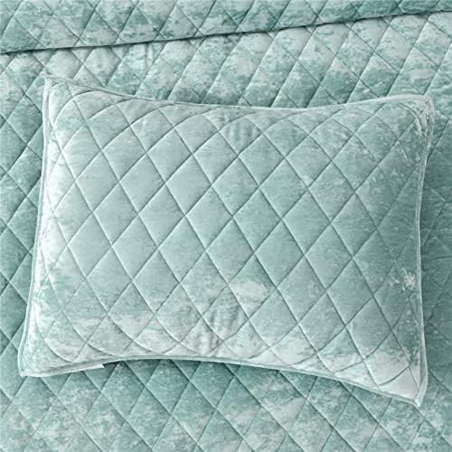 Fredsure Distressed Velvet Quilt Set Twin Sage Green