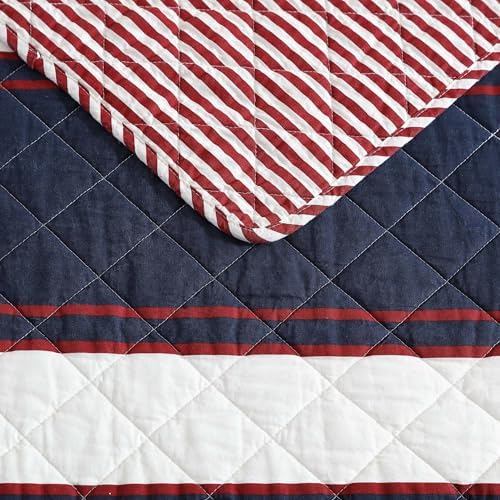 Nautica Twin Quilt Set with Reversible Striped Design