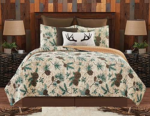 CF Home Rustic Pinecone King Quilt Set