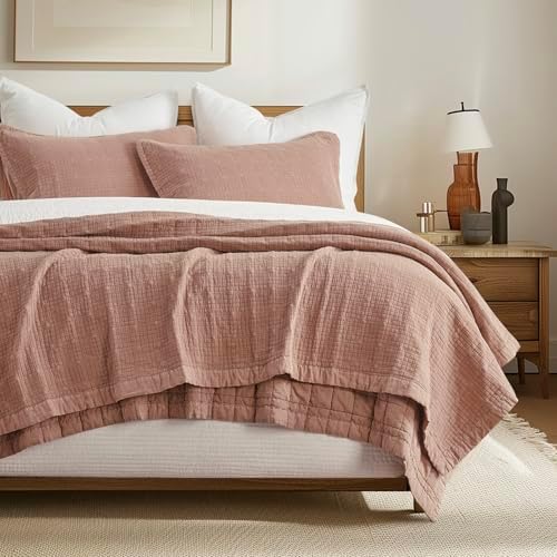 EVERGRACEHOME Stonewashed Cotton Quilt Set Queen Size