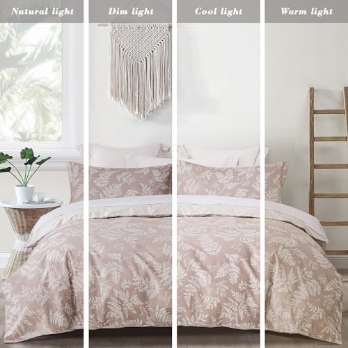 ALEISSEL Natural Cotton 3pcs Queen Comforter Set Dusty Pink
