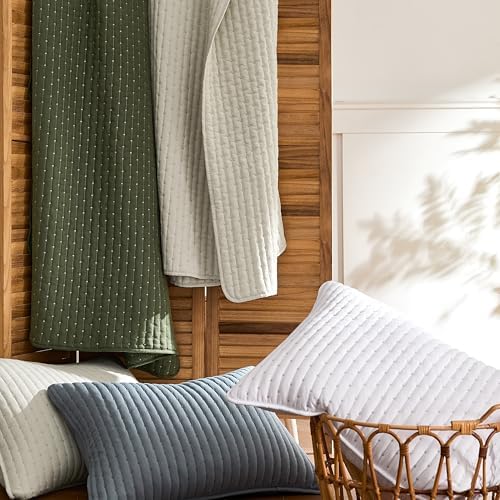 WDCOZY White Cross Stitch Quilt Set Twin Size
