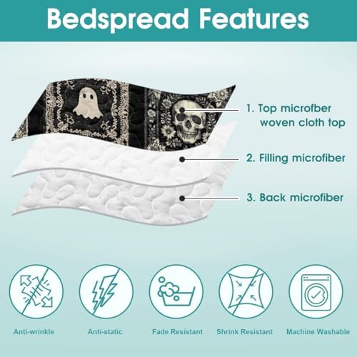 Witch Throw Pattern Quilt Set - Queen Twin Full Halloween Decor