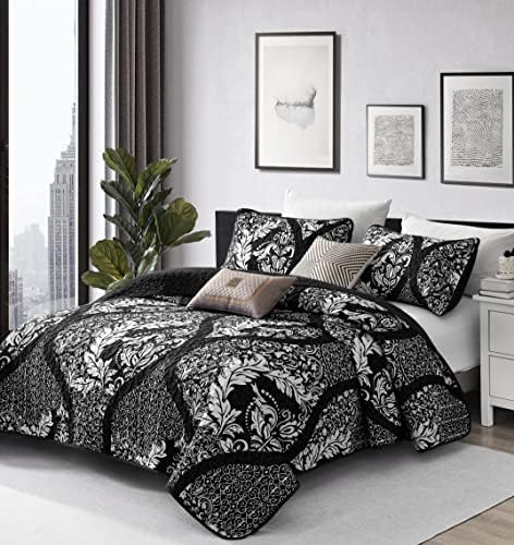 DJY Black Quilt Set Queen Size 3 Pieces 1