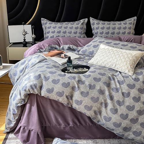 Floral Bed Sheet Set Thickened Sanding Cotton Elegant Wide Brim 4 Piece