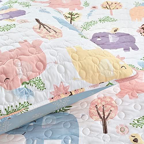 Lush Decor Hygge Elephant Quilt Set Twin White