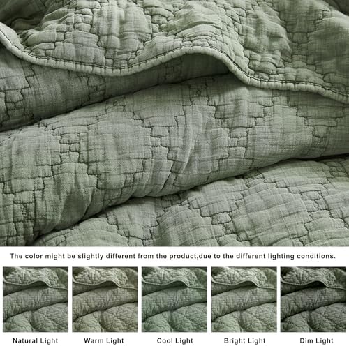 Palassio Olive Green Twin Quilt Set with 1 Sham 1