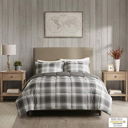 Woolrich Plaid Grey Comforter Set Twin 2 Piece