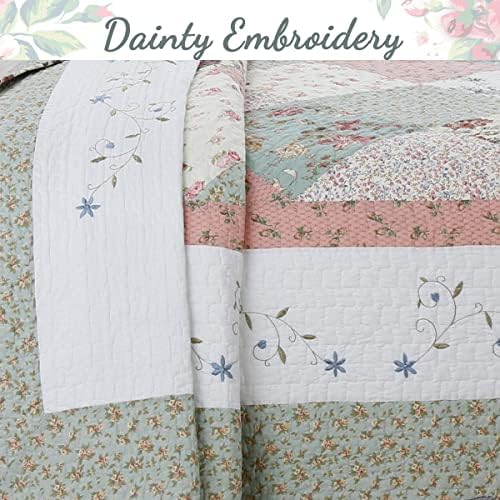 Cozy Line Floral Patchwork Quilt Bedding Set Queen 3 Piece
