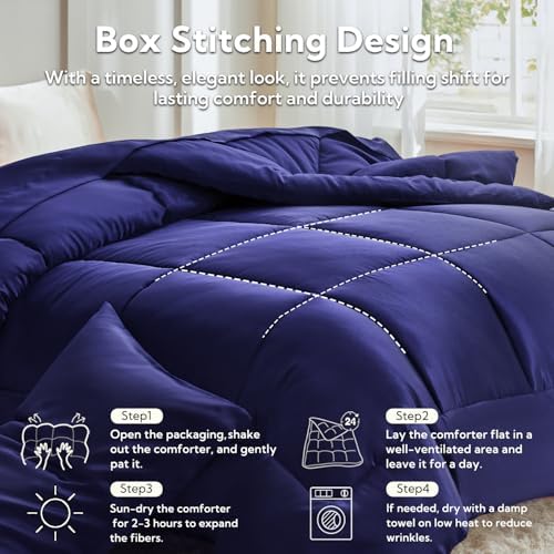 MRHM Reversible Comforter Set Navy Blue