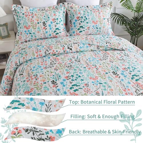 VAPUTAR Botanical King Size Quilt Set 3 Piece