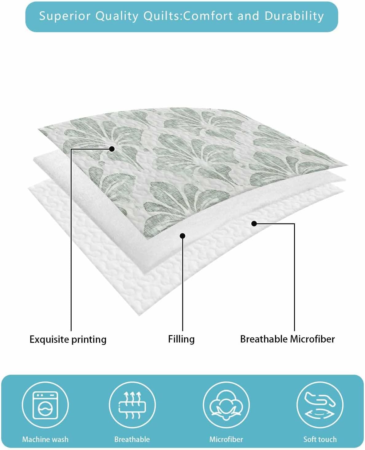 RisQiten Twin XL Quilt Set with Shams
