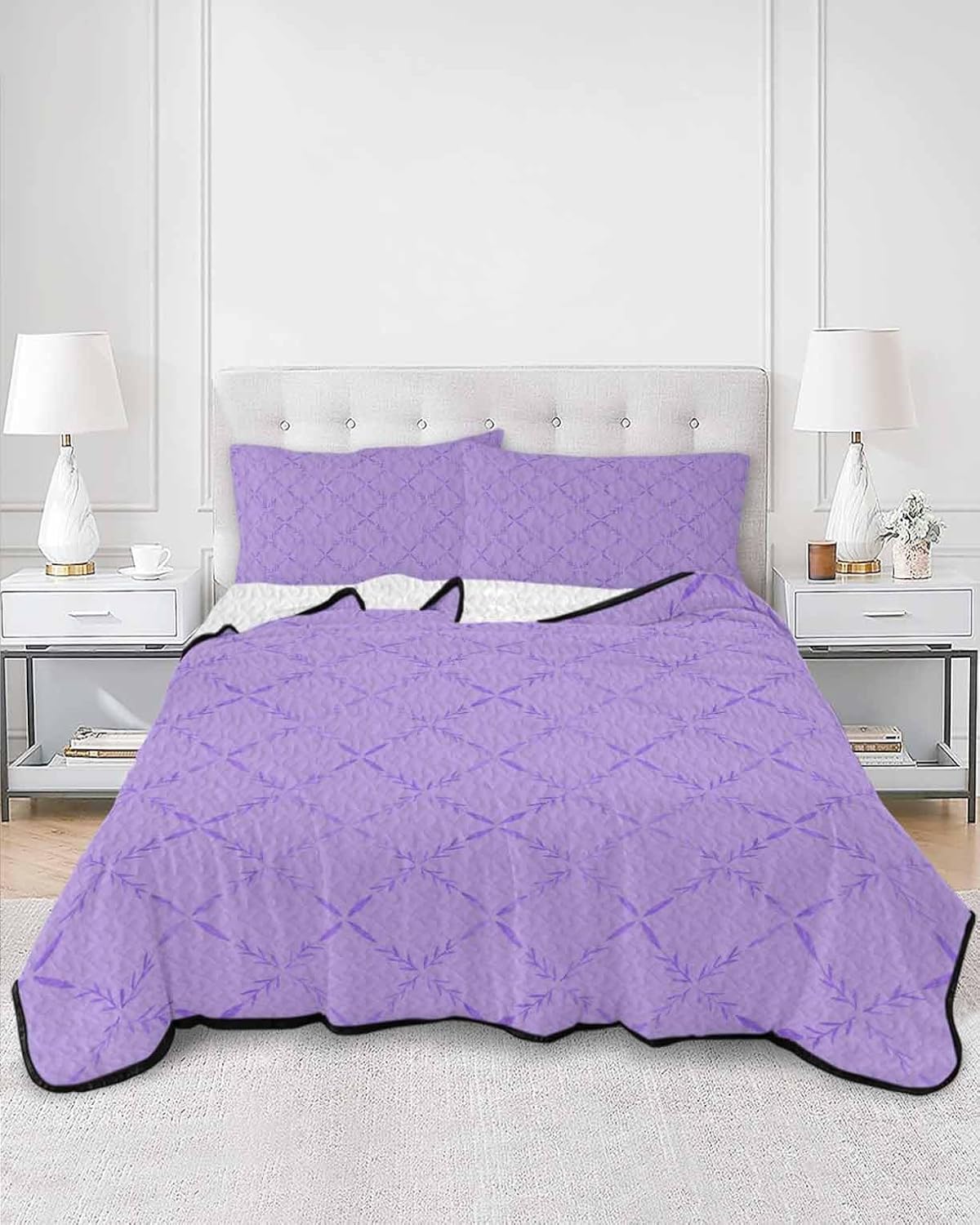 PRINT PICTURE ARTHOME Twin XL Purple Quilt Set 1