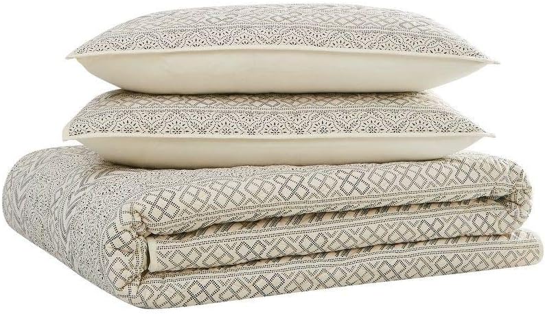 TRP 2 Piece Black Ivory Quilt Set with Reversible Design