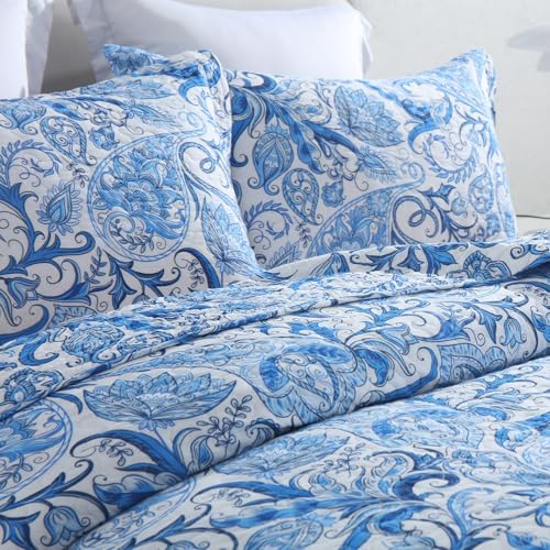 Camandy Cotton Quilt Bedding Set Reversible 3 Pieces King Size