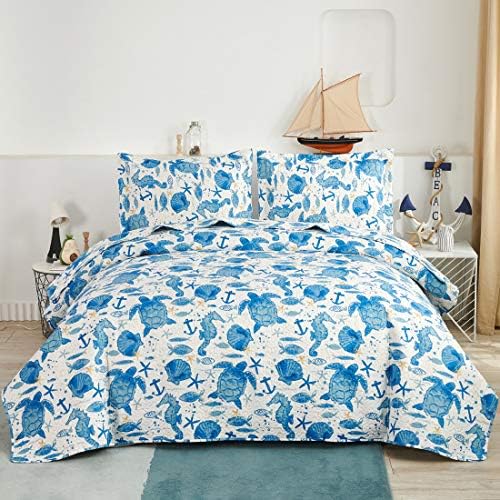 Oliven Ocean Themed Turtle Quilt Set Twin
