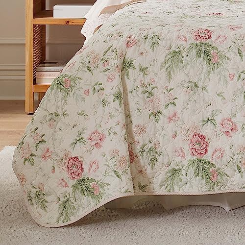 Laura Ashley Twin Quilt Set Reversible Cotton Bedding with Matching Sham 1