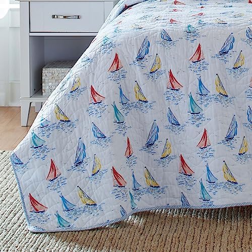 Laura Ashley Twin Quilt Set with Matching Sham Ahoy Blue