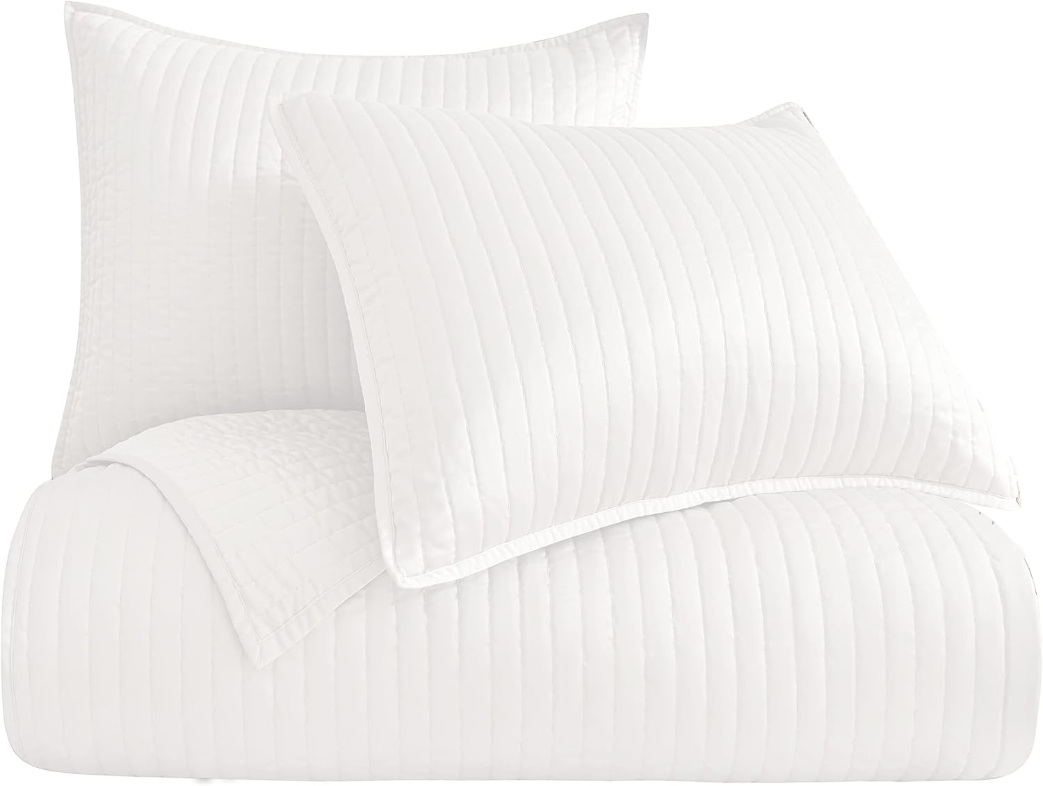 Indigo Hill Satin Quilt Set 3 Piece Super Queen White