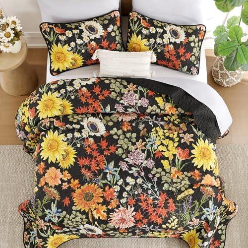 Yiran Floral Quilt Set Queen Size 3 Piece