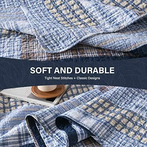 SahSahCasa Queen Quilt Set 3PCS 100 Cotton Plaid