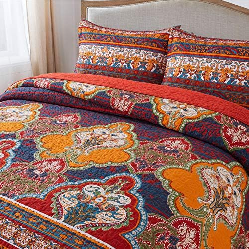 NEWLAKE Reversible Patchwork Quilt Set Queen Size